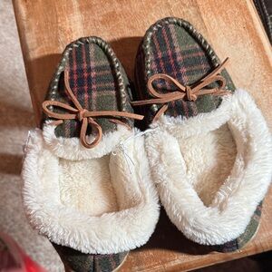 Sonoma Green and Brown Plaid Moccasins